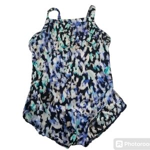 Miraclesuit Madagascar Torpedo High Neck One Piece Swimsuit Sz. 18 Tummy Control